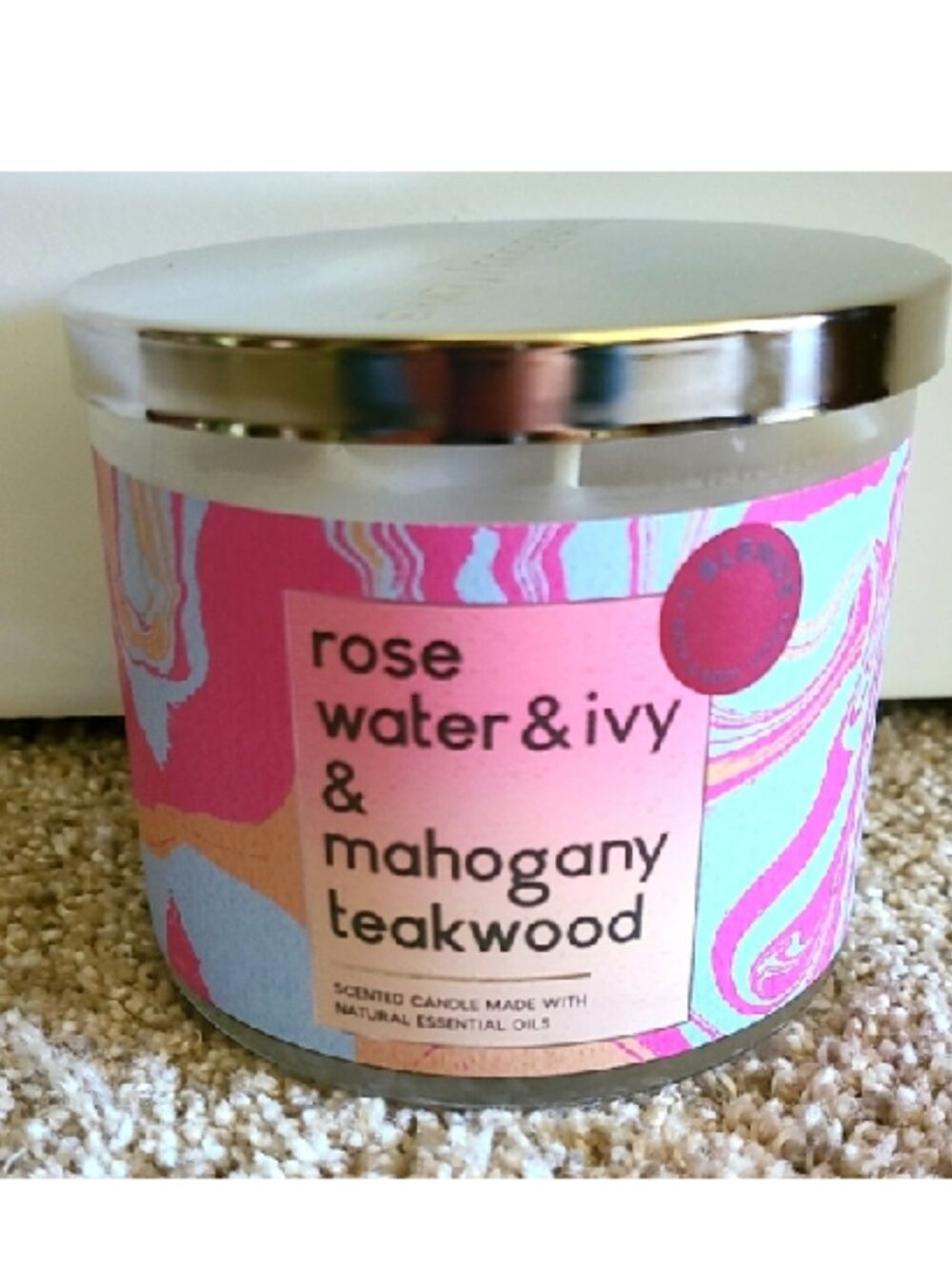 ROSE WATER & IVY + MAHOGANY TEAKWOOD BLEND 3 Wick Candle B&BW